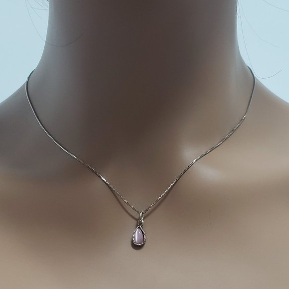 Rose Quartz Delicate Pendant Necklace in 925 Silver - Picture 1 of 4